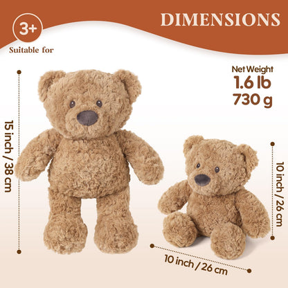 Teddy Bear Stuffed Animals, Microwavable & Weighted Stuffed Animal, Brown Curly Plush for Warmth & Comfort, Heatable Coolable Lavender Scent Toy, Cute Soft Plushies Gift for Children Boys Girls Adult