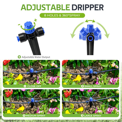HIRALIY 80ft Push-to-Connect Drip Irrigation Kit, Adjustable Plant Watering System, for Garden Raised Bed Saving Water Automatic Irrigation Equipment with Drip Emitters, Tubing, Connectors