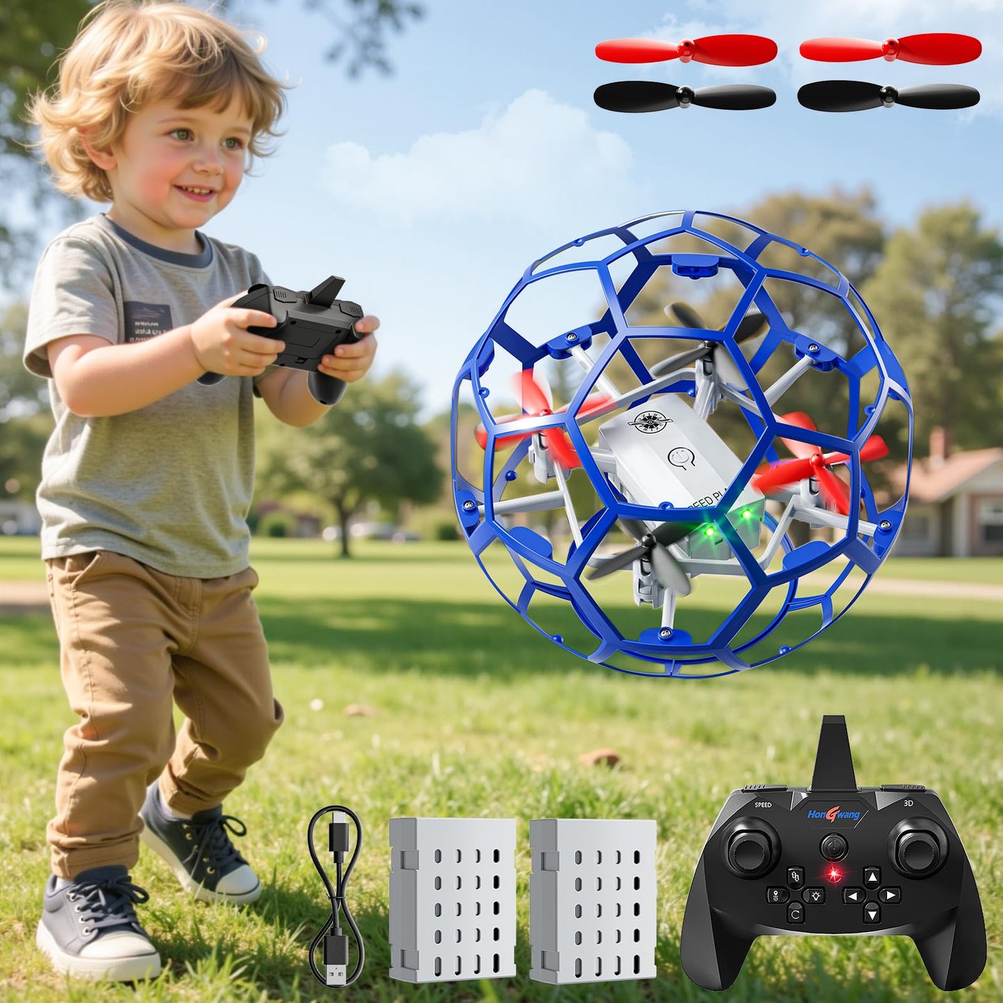 JUKUDAHU Remote Control Helicopter for Kids 8-12, 2.4 GHz RC Helicopter Ball with Lights, 360° Flips, Flying Toy Ball, Outdoor Toy for Boys Girls Ages 8-16, Toy Gifts for 8 9 10 11 12
