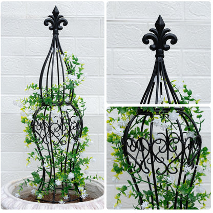 GOOOXIM Obelisk Metal Garden Trellis for Climbing Plants - 29.5 in by 6.3 in Durable Iron Structure, Easy Assembly, Perfect for Potted Vines & Roses - Modern Vertical Gardening Support