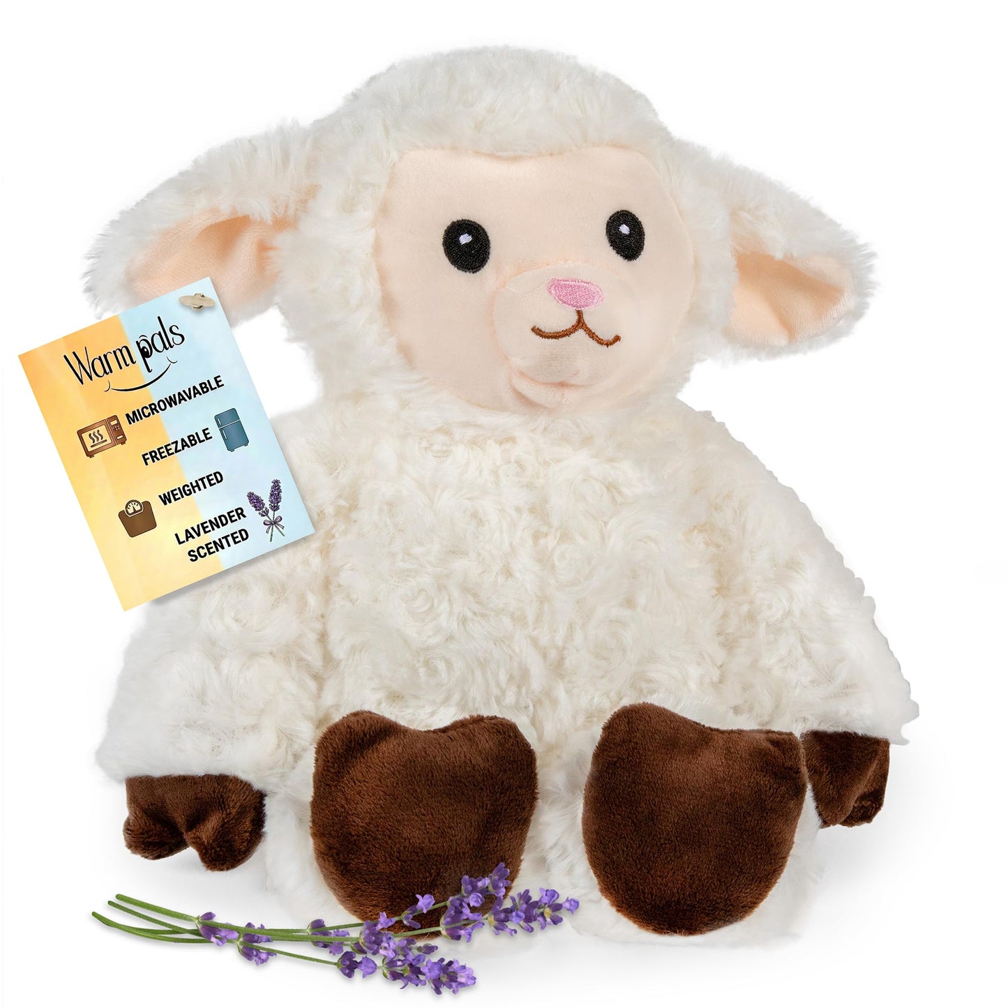 Sheep - Microwavable & Weighted Plush Stuffed Animal - Heated Plushie for Warmth - Cute, Soft, Cozy Toy for Adults & Children (Boys, Girls, & Toddlers) by Warm Pals