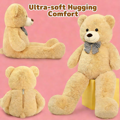 47 Inch Giant Brown Big Teddy Bear, Life Size Stuffed Animals, 4 Feet Light Brown Large Plush Toy for All Ages Kids, Girlfriend Boyfriend, Great Gift Idea for Birthday & Party Decorations