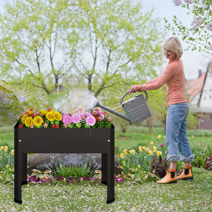 PROXRACER Raised Garden Bed with Detachable Legs Elevated Metal Planter Box for Growing Fresh Herbs Vegetables Flowers Succulents&Other Plants for Outdoor Backyard Patio Deck Balcony Black S