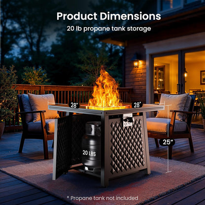 Ciays 32 Inch Propane Fire Pits,50,000 BTU Gas Fire Pit Table for Outsides with Steel Lid and Lava Rock, 2-in-1 Square Fire Table for Gatherings Parties on Patio Deck Garden Backyard, Black