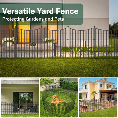 15 Panels Decorative Garden Fence with Gate, 32 in(H) X 35.4 ft(L) No Dig Dog Fence Animal Barrier Outdoor for Yard, Rustproof Metal Garden Edging and Borders, Temporary Fencing Stakes