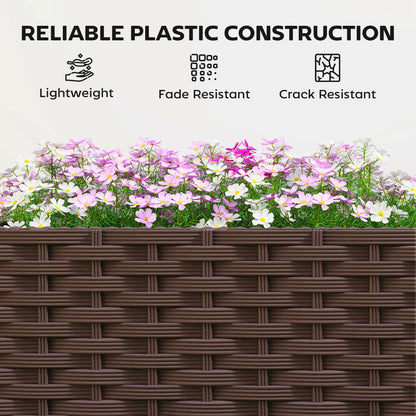 Outsunny Planter Box with Trellis, Self Watering Raised Garden Bed with Lockable Wheels, 56.3" Trellis Privacy Planter with Drainage Holes for Climbing Plants, Vines, Vegetables, Flowers, Brown