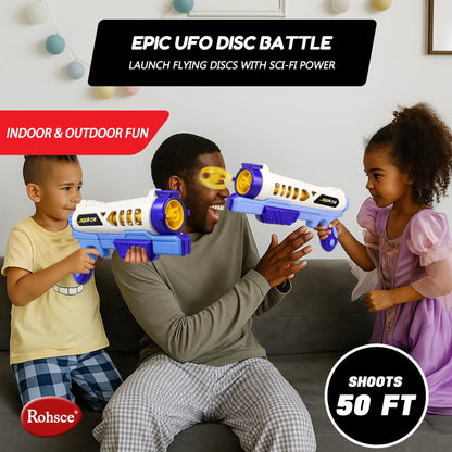 ROHSCE Flying Disc Launcher Toy for Kids Boys Girls 3-7 Year Old - Outdoor Rocket Shooter Game, Interactive Cat Dog Chase Toys, Indoor Activity Gifts for Toddlers Age 4-6 4-8 5-7