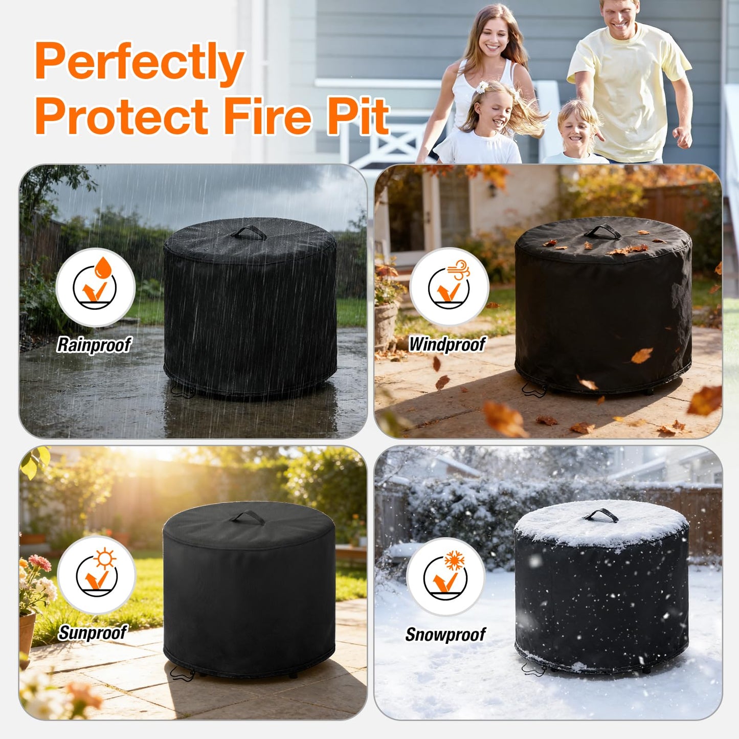 POMER Fire Pit Cover,30inch Round Fire Pit Cover for BALI OUTDOORS Gas Firepit Table Waterproof Propane Gas Fire Pit Column Cover - 30" D x 25" H