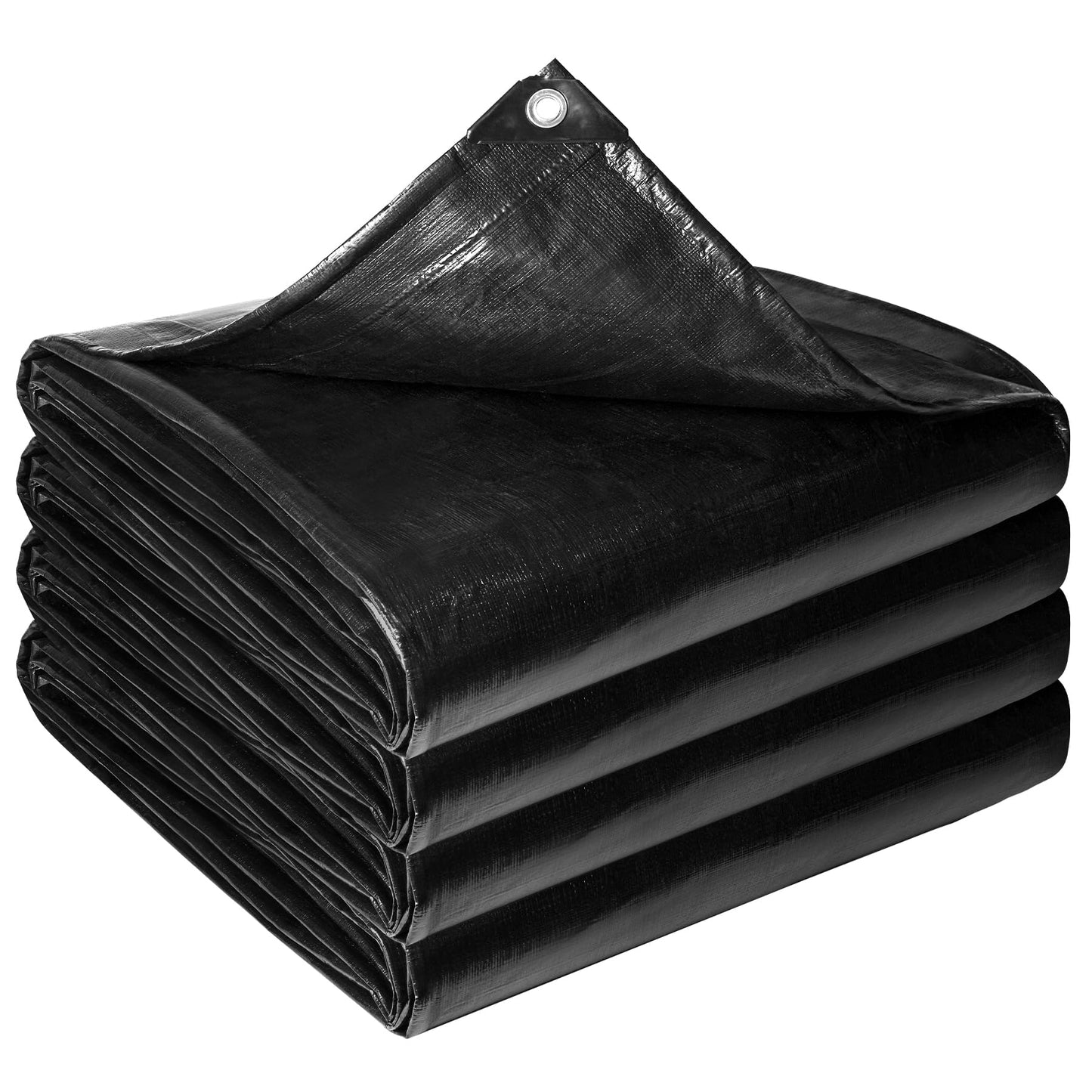 Reinforced PE Pond Liner 25 x 25 FT, 28 Mil Sun Resistant Preformed Pond Liner, Hemmed Edge with Buttonholes Liner for Outdoor Large Ponds, Fish/KOI/Duck Pond, Garden Waterfall, Waterscape, Black