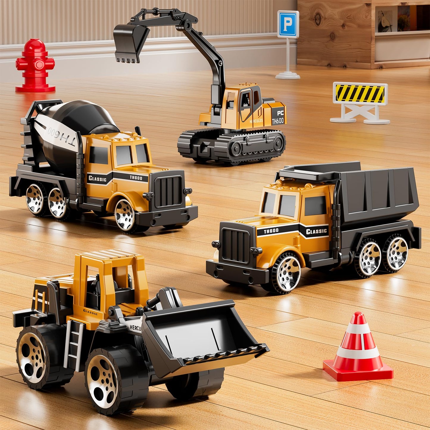 Carrier Truck Race Track Boy Toddlers Toys, Truck Toys for Toddlers 3-5 5-7, Toy Transport Car with Tower Crane Light & Sound, Excavators Cars Gifts for Age 3 4 5 6 7 Years Old Boys Girls