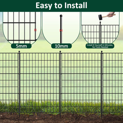 LUCKPRO 10 Panels Decorative Garden Fence Animal Barrier Heavy Duty No Dig Dog Fence Outdoor for Yard 32 in(H) X 23.6 ft(L) Garden Fencing with Ground Stakes for Backyard, Patio Decor