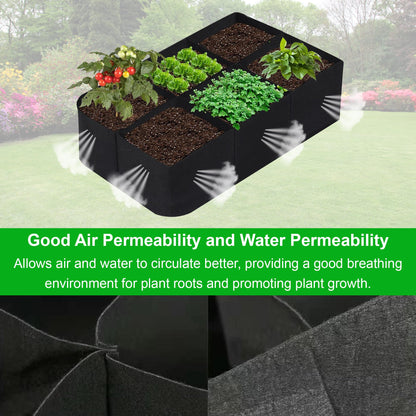 KONGDY 6 Grids Plant Grow Bags, 4x2x1ft. 57 Gallon Potato Tomato Planter Durable Fabric Garden Grow Bags for Outdoor Garden Flowers Vegetables 2 Packs