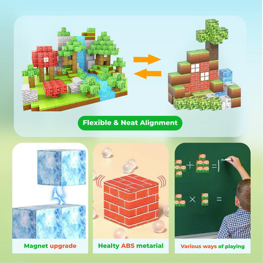 FEBABU 154PCS Magnetic Blocks - Build Animal Forest Set, Magnetic Tiles Building for Boys & Girls Age 3-8, STEM Montessori Sensory Toys for Toddlers Kids Gifts for 3+ Years Old, Construction Toy