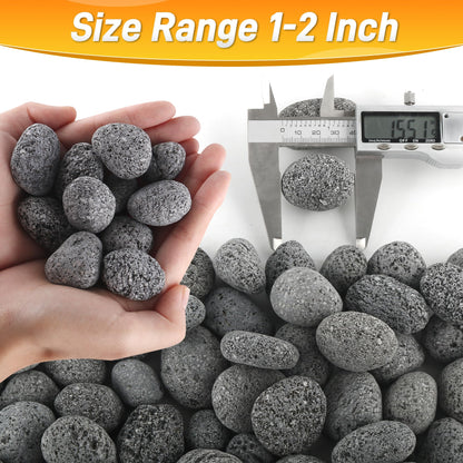 Biotolot 18LB Lava Rocks for Fire Pit, 1-2 Inch Natural Pebbles Tumbled Lava Rock for Gas Fire Pit and Indoor Outdoor Fireplaces