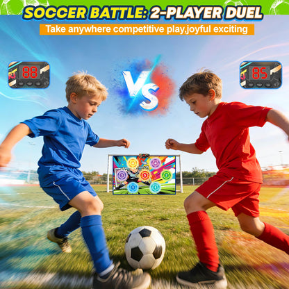 Electronic Scoring Soccer Toy Game Set for Kids with 5 Training Disc&2 Soft Balls,Indoor Outdoor Soccer Target Game Real-time Scoring 3 Modes Birthday Gifts for 3 4 5 6 7 8 9 10+ Years Old Boys Girls