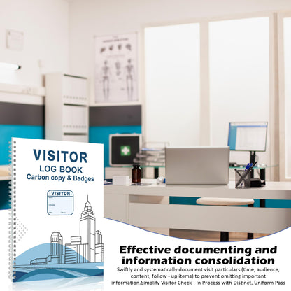 2 Pack of Visitor Badges Log with Carbon Copy Protecting Privacy Pages Visitor Stickers 8.5x11 Inch Visitor Log Book School Church Business Pass Guest Register Book - 450 Badges 60 Memo Pages (2)