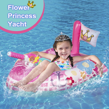 Inflatable Pool Floats Kids-Girls Pool Toys for Toddlers Ages 3-8, Kids Floats for Swimming Pool, Pink Princess Pool Floaties for Summer Water Toys
