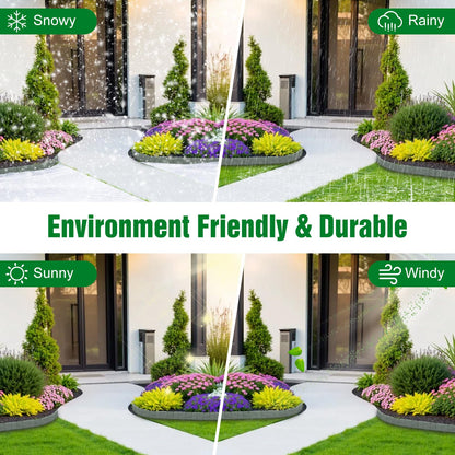 20Pcs Garden Edging Border, 9.8"x 9" Stone Effect Lawn Edging, Landscape Edging Lawn Garden Fence Decorative Landscape Border 16.4Ft Length Landscaping for Lawn Flower Bed Yard, Grey