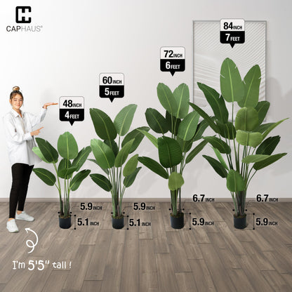 CAPHAUS 4FT Artificial Bird of Paradise Plant, UV Resistant Fake Potted Plant with Dried Moss for Indoor Outdoor Use, Perfect for Tabletop, Corner, Apartment, Home Office Decor, No Maintenance