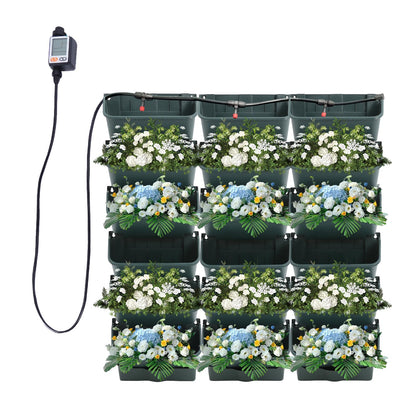 CNCEST Self-Watering Wall-Mounted Planter Indoor/Outdoor Decor,Garden Upgraded (18 Pockets) Wall Planter Indoor Vertical Living Green Wall with 18 Pots Easy Installation (Green)