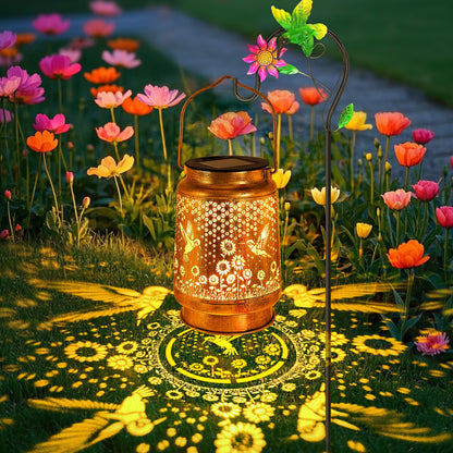 Hummingbird Sunflower Solar Lanterns Outdoor with Shepherd Hook, Birthday Gift Mothers Day Gift for Women Mom Grandma Wife Daughter, Waterproof Hanging Lights, Decor for Yard Garden Patio Porch Lawn
