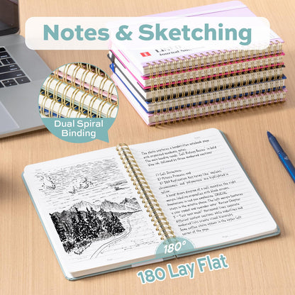 deli Green Lined Spiral Journal Notebook, 160 Pages, A5 (5.5"x8") Hardcover Writing Notebook, College Ruled Spiral Bound Journal for Women & Men - Perfect for Work, School, Office & Note Taking