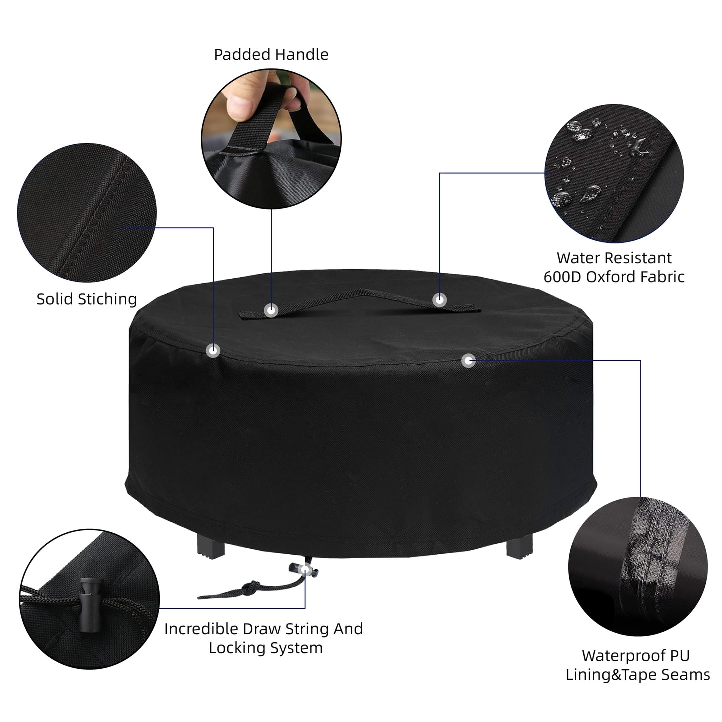 MAVINCHER Fire Pit Cover for Solo Stove - Surround Tabletop Shelter, Elevation for Ranger & Bonfire Fire Pits, Black, 44" D x 20" H