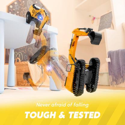 JOYIN Remote Control Excavator Toys for Boys, 2.4Ghz RC Play Excavator with Light, Construction Toys for Boys Birthday Gift 3-5 4-7 8-12 Year Old Kids