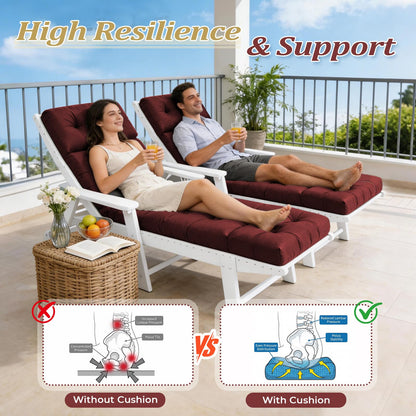 PALHMLIY Outdoor Chaise Lounge Cushion Waterproof, 74.4x22x4.7 Inch Oxford Fabric Thickened Patio Lounge Chair Cushion with Ties, Cotton Filled Replacement Cushion for Pool Lawn Balcony Furniture,Red