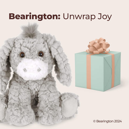 Bearington Donny Plush Donkey Stuffed Animal - 10.5" Soft Gray Donkey Toy with Scruffy Fur and Weighted Body - Adorable Cuddly Farm Animal Plush Gift for Kids, Toddlers, Babies, and Donkey Lovers