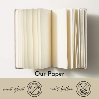 Portage Blank Hardcover Aesthetic Notebook Writing Journal – Bleed-Proof Paper Notepad for Journaling, High GSM, A5 Notebook, Cream Pages - Oatmeal, 6 x 8.5 Inches, 224 Pages