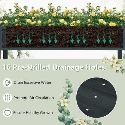 Giantex HIPS Raised Garden Bed, Elevated Planter Box w/Legs, Storage Shelf, Drainage Holes, Weather-Proof Standing Raised Beds for Backyard Balcony Flower Herb (Black, 44" x 18" x 29")