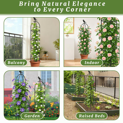 Fabulas Obelisk Trellis for Climbing Plants, 6 Ft Garden Obelisk Trellis Rustproof Plastic Coated Metal Vine Plant Support Cage for Pots, Morning Glory, Clematis, Rose, Indoor and Outdoor Use, 1 Pack