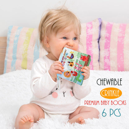 bebe mondo Fish Baby Crinkle Books with 6 PCs Educational Learning Toys for Newborn Babies Infants 0-6, 6-12 and 12-18 Months 1-2 Year Old