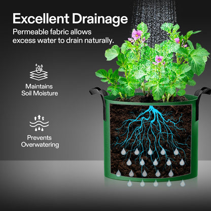 VIVOSUN 5-Pack 5-Gallon Colored Grow Bags, 350G Thick nonwoven Fabric Pots with Handles for Flowers, Fruits and Vegetables