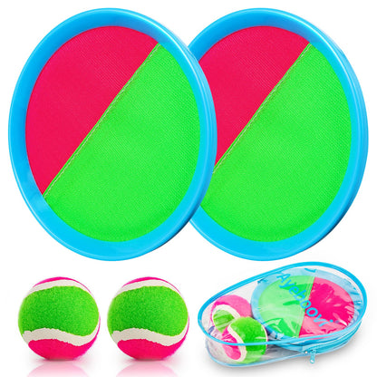 Ayeboovi Toss and Catch Ball Game Outdoor Beach Pool Kids Toys Outside Lawn Yard Games for 3 4 5 6 7 8 9 10 11 12 Year Old Girls Boys Toys Birthday Gift Easter Basket Stuffers (2 Paddles 2 Balls)
