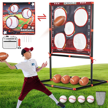VROGTIK 2-in-1 Football & Baseball Toss Game for Kids Ages 3-8 - Outdoor Garden Toy for Backyard, Beach & Camping, Family Party Fun Sports Toy