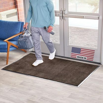 Consolidated Plastics Economy Indoor/Outdoor Entrance Floor Mat with Non-Slip Vinyl Backing, Absorbs Water, 18 Oz Heavy Duty Carpet Rug Commercial Grade (3' x 10', Brown)