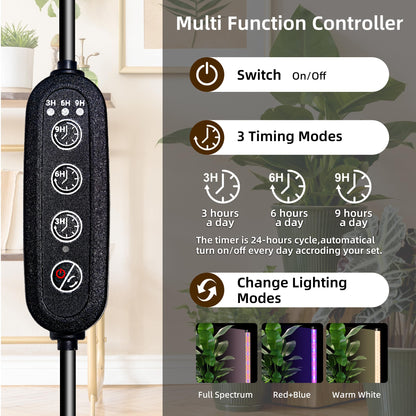 Standing Grow Light for Indoor Plants with Timer,42W Full Spectrum Vertical Grow Lights for Indoor Plants,4FT T8 243LED Plant Lights for Indoor Growing with On/Off Timer Function, 2 Pack