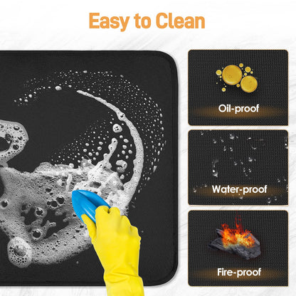 24x24in Heat Resistant Grill Mats for Outdoor Tabletop Grill to Protect Your Prep Grill Table, Heat Resistant Mats for Countertop, Fireproof & Water Proof & Oil Proof Tabletop Fire Pit Mat-Black-1mm