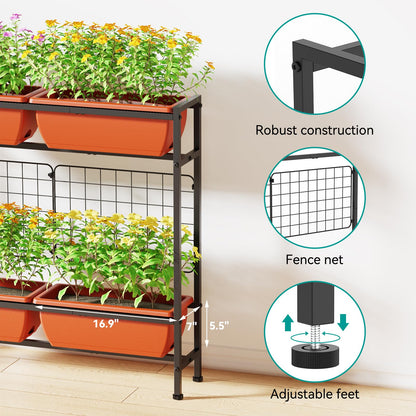 CADUKE Raised Garden Bed, Garden Raised Planter Box with Legs, 32" Elevated Vegetable Garden Beds with Drainage Holes & Trellis, Herb Garden Planter Outdoor for Vegetables, Balcony, Red