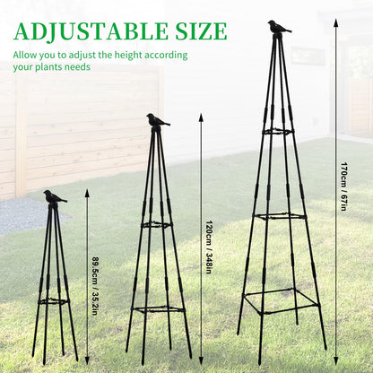 Lalahoni Garden Trellis for Climbing Plants, 67inch Tall Garden Obelisk Trellis for Climbing Potted Plant Outdoor Support Vine Flower Rose Vegetable Tomato Cucumber Trellis, Lightweight, 2 Pack