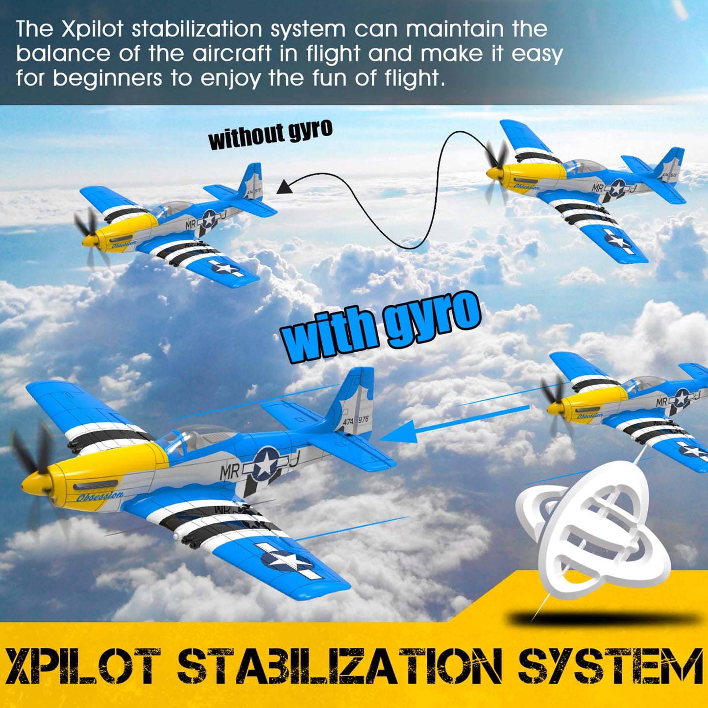 GoolRC RC Airplane, 2.4GHz 4CH Remote Control Airplane, Ready to Fly RC Plane with 6-Axis Gyro, RC Aircraft Flight Toys with One-Key Aerobatic, One-Key U-Turn for Adults and, Included 3 Batteries