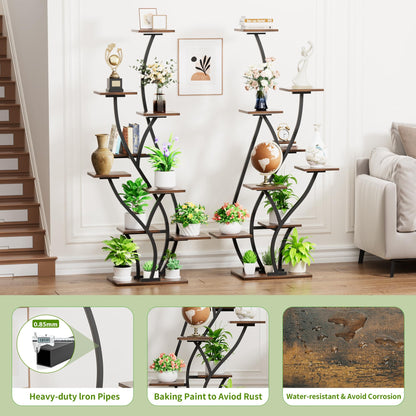 Plant Stand Indoor with Grow Lights - Lighted Plant Shelf Indoor Tall, 61" 9 Tier Large Plant Stands for Indoor Growing, 2 Pack Corner Flower Shelf, Winged Metal Holder for Home Living Room, Black