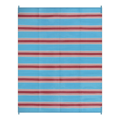 Lahome Striped Outdoor Rug 8x10 Patio Waterproof, Reversible Outdoor Plastic Straw Rug for Camping, RV Patio Rugs Outside Large Carpet for Porch Deck Backyard Picnic(Blue/Red,8'x 10')