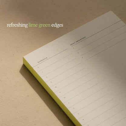 Daily To-Do List Notepad – Desk Pad for Work and Study, Lime, 8.25x5.85 Inches