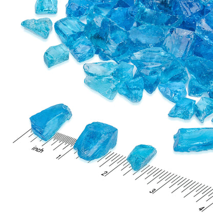 Skyflame 10-Pound Crushed Fire Glass for Fire Pit/Fireplace/Vase Fillers/Garden Landscapes/Resin Art, Sea Blue