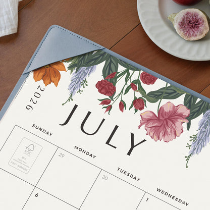 Desk Calendar 2026 with Desktop Mat, Cabbrix Large Desk Pad Calendar 22 x 17 Inch Runs From July 2026 to December 2027, Classic Floral Design Calendar 2026 for Home School and Office (Blue)