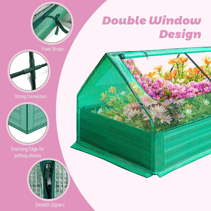 Galvanized Greenhouse, 6x3x1ft Planter Bottomless Box,Reinforced Frame Raised Garden Bed with Ventilation Windows, Greenhouses for Outdoor Plants Vegetable Gardening (Green)