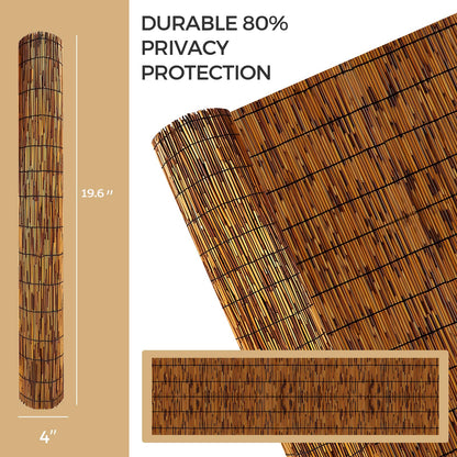 GALTEED Bamboo Reed Fence Roll,Decorative Reed Fencing 4ft High Roll Reed Screen,Balcony Reed Fence Bamboo Screen Fencing for Outdoor Backyard Patio (4X19.6FT)